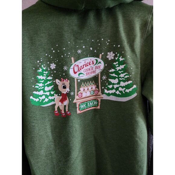 Clarices Cookie Doe Shoppe Green Womens Zip-Up Hooded Jacket Small Rudolph - Picture 5 of 9